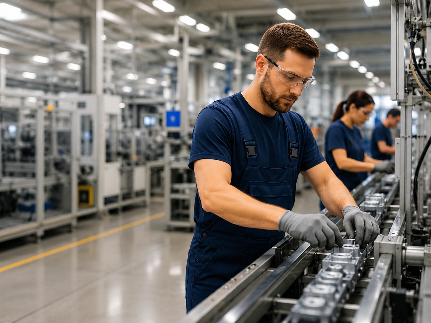 Collective Staffing Group manufacturing worker assembling components on a production line